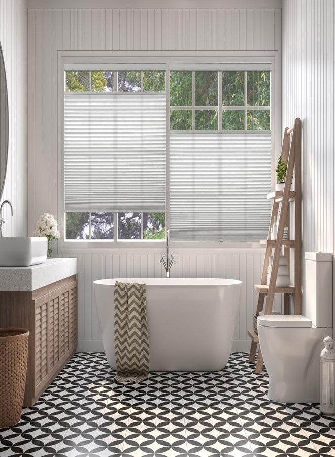 BlindsAvenue Cordless Top Down Bottom Up Cellular Honeycomb Shade, 9/16" Single Cell, Light Filtering, Cotton White, Size: 30" W x 72" H - Image 2